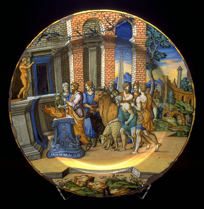 : Figure 4. Charger with scene from the Fable of Psyche, 1550–70, Italy. Earthenware (majolica). 2 x 17 3/4 in. Gift of Jakob Goldschmidt, 53.40.5. Image courtesy of The Fine Arts Museums of San Francisco.