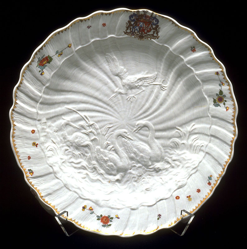 Figure 5. Johann Joachim Kaendler, Meissen Factory, Platter from the “Swan” service, 1737–41, Meissen, Germany. Porcelain. 13 3/4 in. Gift of the Golden Gate Collectors, 65.30. Image courtesy of The Fine Arts Museums of San Francisco.