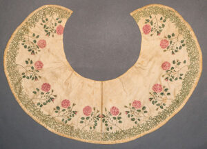 Pelerine (front view), 1820–50. Painted (freehand, theorem work) silk and embroidered cotton. Bequest of Henry Francis du Pont, 1958.2962.