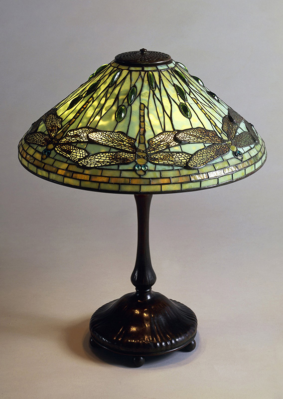Clara Driscoll, Dragonfly Table Lamp, 1900, made for Tiffany Studios in leaded glass and bronze. DeAgostini/Al Pagani.