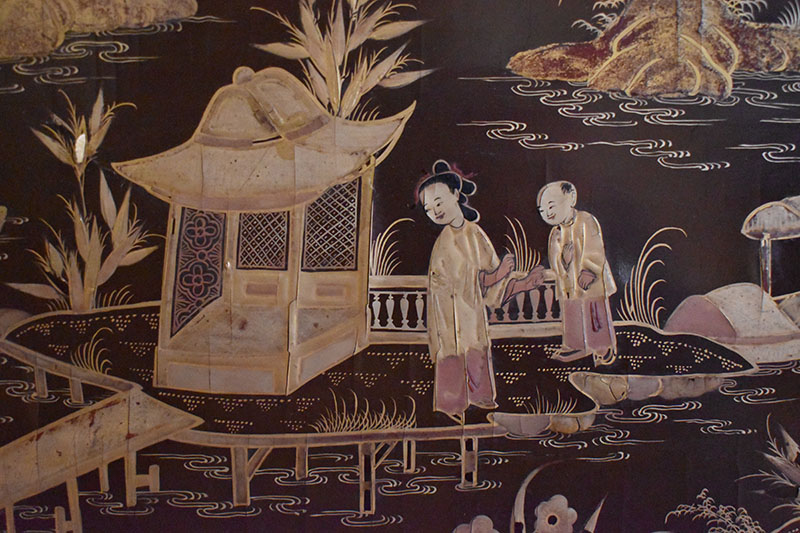 Figure 3. Detail of the rear of the desk. Pre-conservation photos courtesy Grace Ford-Dirks/Wyck Association.